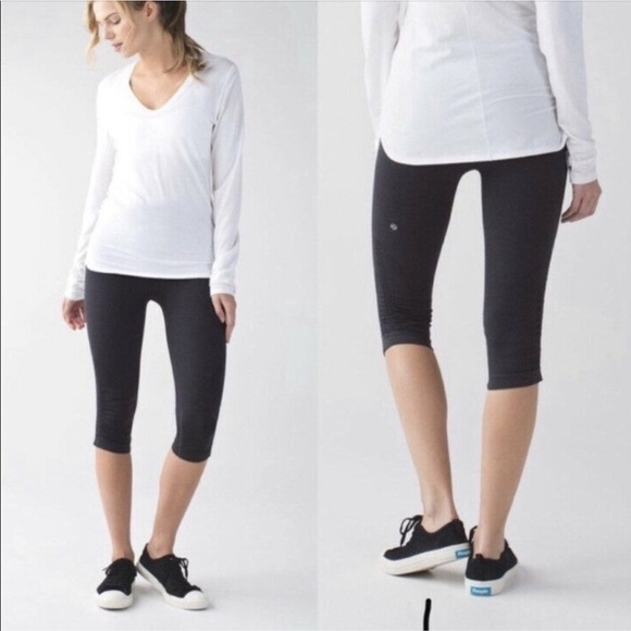 lululemon athletica Pants - Lululemon In The Flow Crop Black Leggings